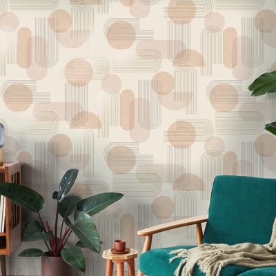 Holden Decor Arch Geo Orange Metallic Wallpaper 13092