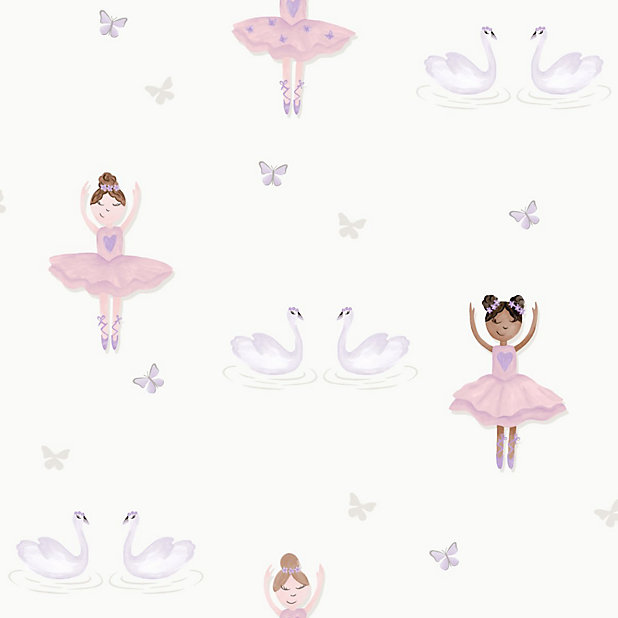 Holden Decor Ballerina Cream/Pink Children's Ballerina Smooth Wallpaper |  DIY at B&Q