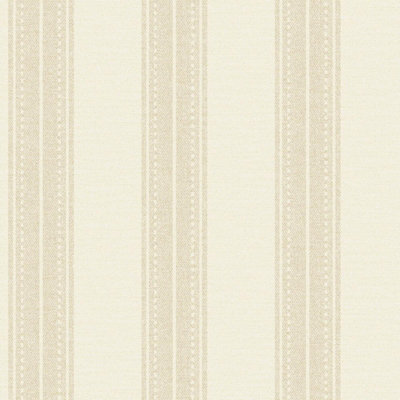 Holden Decor Beige Linen Stripe Cream Fabric Material Effect Modern Wallpaper