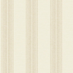 Holden Decor Beige Linen Stripe Cream Fabric Material Effect Modern Wallpaper