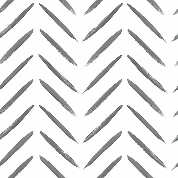 Holden Decor Brush Marks Tribal Chevron Stripe Zig Zag Feature Smooth Wallpaper  Black And White 13040 | DIY at B&Q