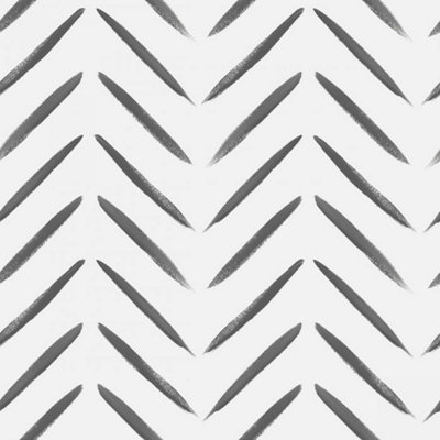 Holden Decor Brush Marks Tribal Chevron Stripe Zig Zag Feature Smooth Wallpaper Black And White 13040