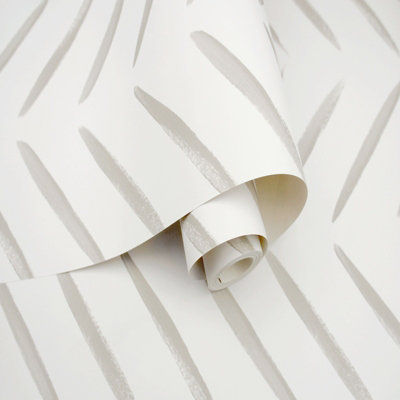 Holden Decor Brush Marks Tribal Chevron Stripe Zig Zag Feature Smooth Wallpaper Taupe 13041