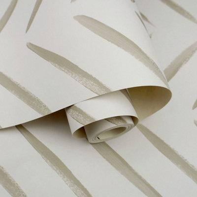 Holden Decor Brush Marks Tribal Chevron Stripe Zig Zag Feature Smooth Wallpaper Taupe 13041