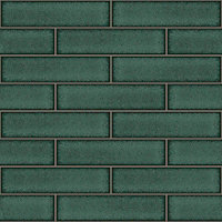 Holden Decor Celadon Gloss Tile Emerald Green Wallpaper