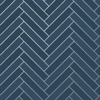 Holden Decor Cerros Tile Navy Tile Effect Blown Wallpaper