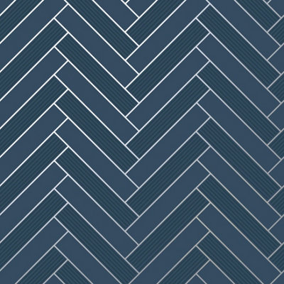 Holden Decor Cerros Tile Navy Tile Effect Blown Wallpaper