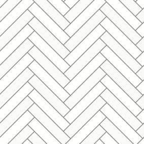 Holden Decor Cerros Tile White and Black Tile Effect Blown Wallpaper