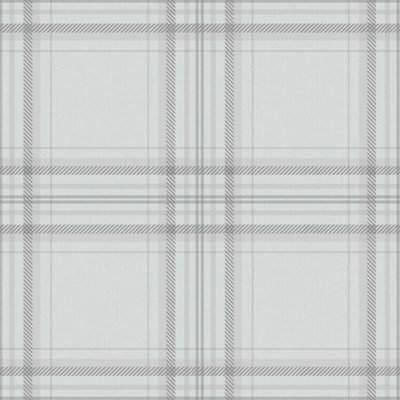 Holden Decor Charcoal Grey Check Tartan Plaid Country Rustic Wallpaper 12438