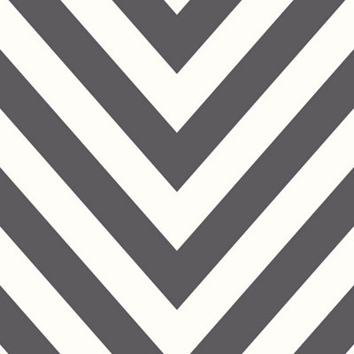 Holden Decor Chevron Black/White Geometric Print Smooth Wallpaper