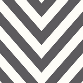 Holden Decor Chevron Black/White Geometric Print Smooth Wallpaper