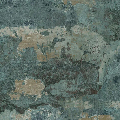 Holden Decor Concrete Texture Teal Industrial Smooth Wallpaper