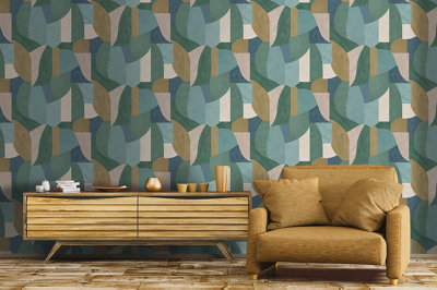 Holden Decor Curved Geo Teal Wallpaper