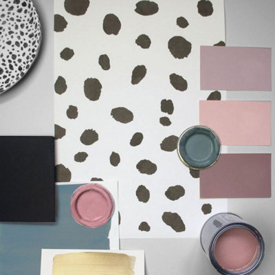 Holden Decor Dalmatian Spot Dot Print Wallpaper Black And White 12940