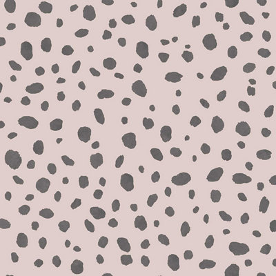 Holden Decor Dalmatian Spot Dot Print Wallpaper Pink and Black 12941