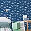 Holden Decor Dino Dictionary Blue Children's Smooth Wallpaper