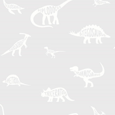 Holden Decor Dino Dictionary Grey Children's Smooth Wallpaper