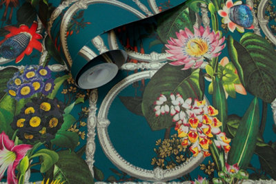 Holden Decor Floral Gate Teal Floral Smooth Wallpaper