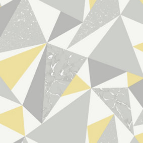 Holden Decor Glacier Grey Yellow Wallpaper Geometric Triangle Paste The Wall