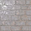 Holden Decor Glistening Brick Wall Shiny Slate Rose Gold Grey Metallic Wallpaper 12951