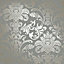 Holden Decor Glistening Damask Grey / Rose Gold Smooth Wallpaper