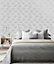 Holden Decor Glistening Fleur Grey Linear Floral Smooth Wallpaper