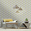 Holden Decor Glistening Trident Geo Grey / Yellow 3D Geometric Smooth Wallpaper