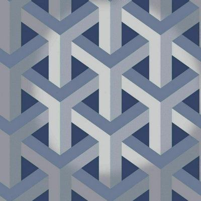 Holden Decor Glistening Trident Geo Navy 3D Geometric Smooth Wallpaper