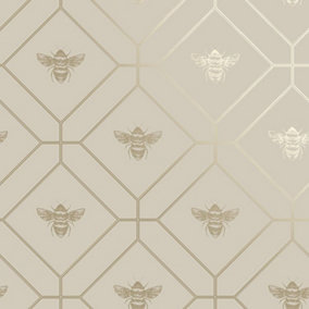 Holden Decor Honeycomb Bee Taupe Geometric and Insects Smooth Wallpaper