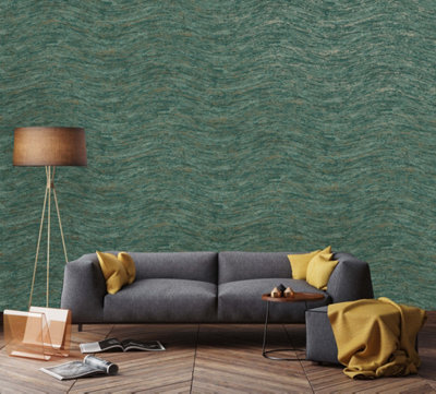 Holden Decor Industrial Wave Texture Teal Blown Wallpaper