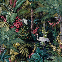 Holden Decor Jungle Paradise Black Tropical Smooth Wallpaper