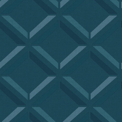 Holden Decor Lana Geo Teal Wallpaper Geometric 3D Effect Modern Paste The Wall