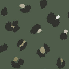 Holden Decor Large Leopard Spot Green Animal Print Smooth Wallpaper