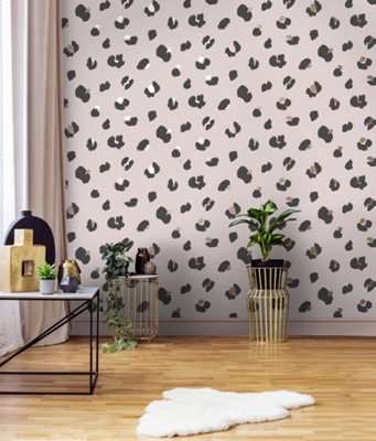 Holden Decor Large Leopard Spot Pink Animal Print Smooth Wallpaper