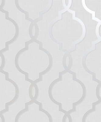 Holden Decor Laticia Grey Trellis Textured Wallpaper DIY at B&Q
