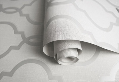 Holden Decor Laticia Grey Trellis Textured Wallpaper