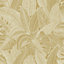 Holden Decor Linear Palm Leaf Ochre Tropical Embossed Wallpaper