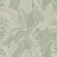 Holden Decor Linear Palm Leaf Sage Tropical Embossed Wallpaper