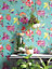 Holden Decor Melgrano Soft Teal Contemporary Floral Smooth Wallpaper