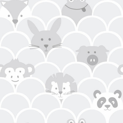 Holden Decor Peek a Boo Grey Children's Smooth Wallpaper