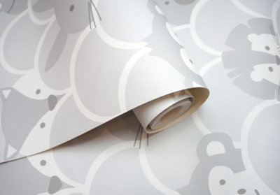 Holden Decor Peek a Boo Grey Children's Smooth Wallpaper