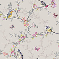 Holden Decor Phoebe Dove Bird Trail Smooth Wallpaper