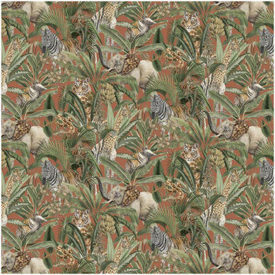 Holden Decor Premium Serengeti Orange Wallpaper Paste The Wall Animals Trees