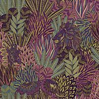 Holden Decor Rainforest Multi Leaves and Animals Embossed Wallpaper
