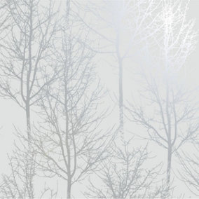 Holden Decor Rhea Trees Grey / Silver Effect Trees & Foliage Smooth Wallpaper