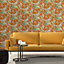 Holden Decor Samroze Orange Tropical Animal Print Wallpaper Paste The Wall