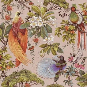 Holden Decor Songbird Pink Bird Smooth Wallpaper