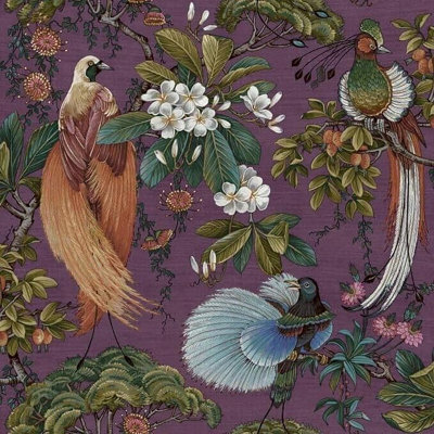 Holden Decor Songbird Plum Bird Smooth Wallpaper