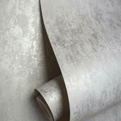 Holden Decor Statement Industrial Texture Grey Metallic Silver Wallpaper 12840