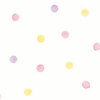 Holden Decor Watercolour Polka Dots Pink / Yellow Children's Dots Smooth Wallpaper